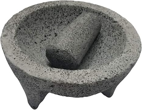 8" Authentic Lava Stone Mexican Molcajete + La Fregona Seasonings 4Pack (FREE)