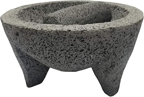 8" Authentic Lava Stone Mexican Molcajete + La Fregona Seasonings 4Pack (FREE)